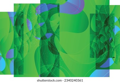 Abstract shape made of overlapping rectangular cards with art terrazzo pattern and wavy shapes and lines in earthy natural colors. Isolated on white.