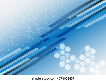 abstract shape and mesh with hexagon on blue color background