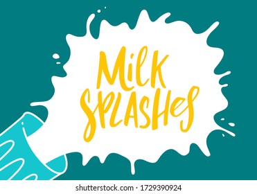 Abstract Shape of Milk Splashes. Vector Illustration of Milk Spilled from a Glass. Cartoon Background