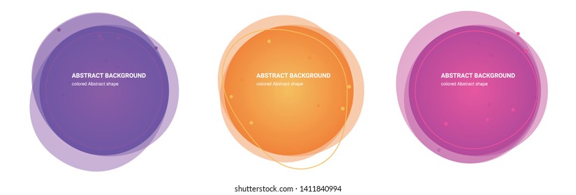 Abstract Shape Minimal Design Multicolored Gradients Abstract Backgrounds for Banner, Presentation. Isolated Round Design Elements with Wavy Shape in Purple Heart, Medium, Cerise, Violet Red colors.V