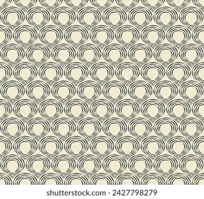 Abstract shape modern seamless pattern. Geometrical grid. Hand drawn decorative grunge bold doodle line. Web vintage ornamental background. Vector illustration. Black, white cream colours palette