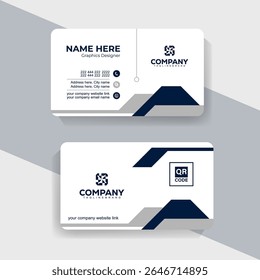 Abstract Shape Navy Blue and White  Business Card for Designers and Freelancers