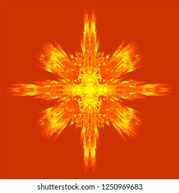 Abstract shape on bright background. Decorative design element. Explosion, flare effect. Vector illustration.