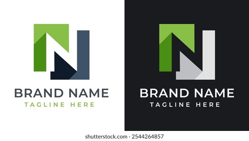 Forma abstrata na letra N Logo Design Inspiration. Letra inicial N com design de logotipo de forma abstrata. Símbolo de Forma Abstrata para Identidade Empresarial Corporativa. Ilustração de logotipo de vetor de alfabeto