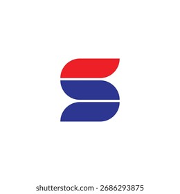 Forma abstrata em um fundo branco apresenta formas arredondadas, horizontais em cores vermelho e azul brilhantes, criando um gráfico limpo e simples útil para fundos ou elementos de design.