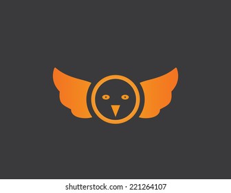 Abstract shape of orange bird on gray background 