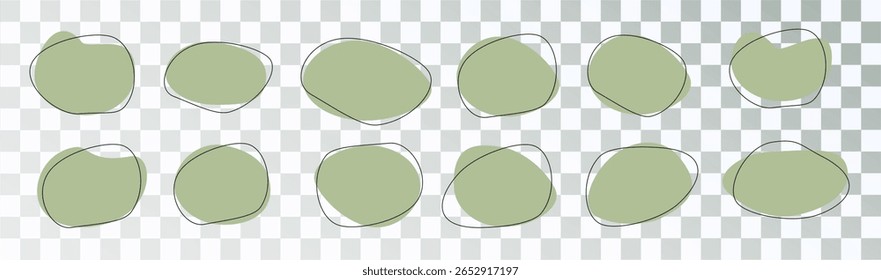 Forma abstrata blob orgânico forma borrão redonda com círculo de contorno. Recolha de gotas de líquido. Vetor