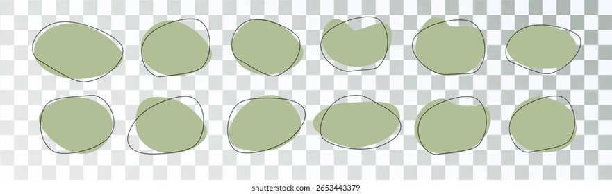 Abstrakte Form organischer BLOB runde BLOT-Form mit Umrisskreis. Sammlung flüssiger Tropfen. Vektorgrafik