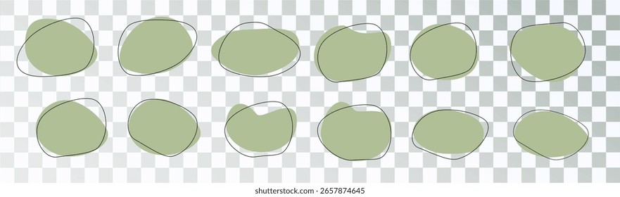 Forma abstrata blob orgânico forma borrão redonda com círculo de contorno. Recolha de gotas de líquido. Vetor