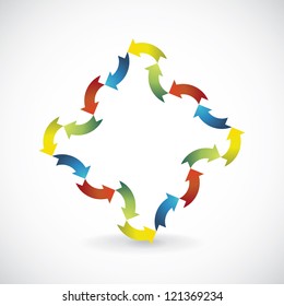 Abstract shape ornament created from color arrows - illustration