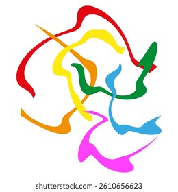 Abstract shape pattern. Color ribbon form. Dynamic curve vector. Fluid rainbow motion.