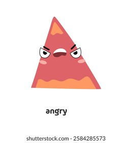 Abstract shape personage showing angry emotion on face. Vector isolated geometric figure of triangle, frowning brows and screaming or shouting. Anger and annoyance, disapproval of mascot character