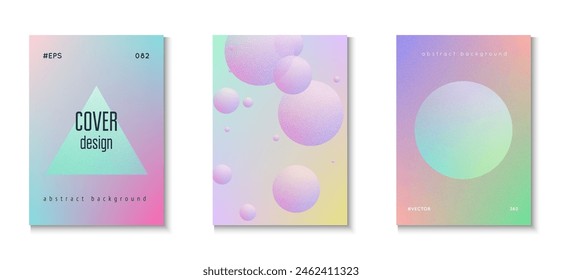 Forma Abstractas. Conjunto mínimo granulado púrpura. Plantilla de tendencia geométrica. Elementos de holograma. Póster 3d de grano. Fondo de degradado. Elegante Anuncio. Forma Abstractas violeta