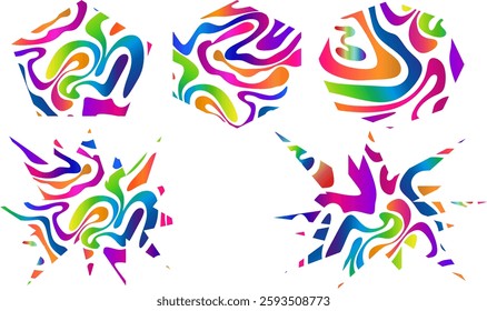 Abstract shape of rainbow colored curved lines with background. Abstract wavy colorful lines