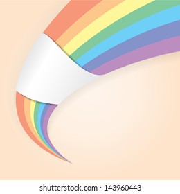 Abstract shape in the rainbow colors with white design element