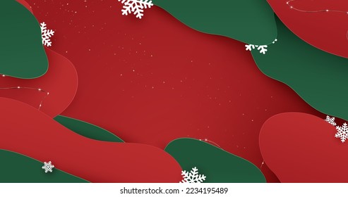 Abstract shape with red and green Christmas theme color background. Vector