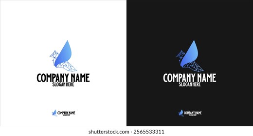 Abstract shape resembling a bird in blue gradient color with cyber pixel elements.