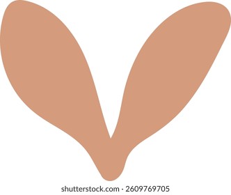 An abstract shape resembling a leaf with smooth curves and a minimalist style. The form suggests natural elements with a simple and clean design. Cartoon vector illustration.