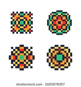 abstract shape retro pixel art