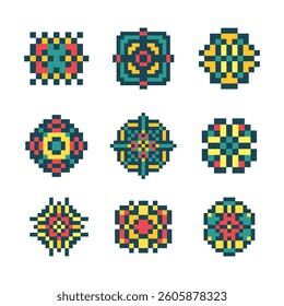 abstract shape retro pixel art
