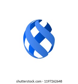 Abstract shape, ribbons icon isolated on white background