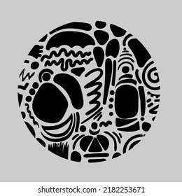 Abstract shape round pattern. Different form doodles. Vector design element. 