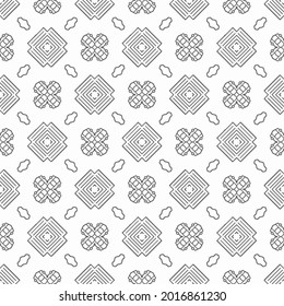 Abstract shape seamless, black line ornament pattern ready to print