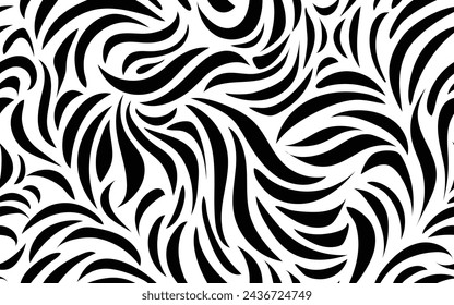 Abstract shape seamless pattern Black and white curved line ornamental decorative vector pattern wallpaper texture background for textile fabric paper print