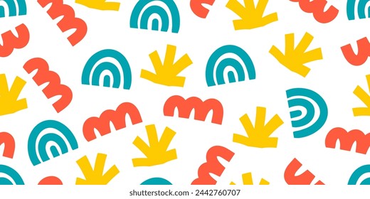 Abstract shape seamless pattern design. Seamless background. Suitable for fabric, textiles, clothing, wrapping paper, cover, interior design, and background.