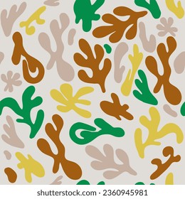 Abstract shape seamless pattern illustration. Modern art print background of curvy shapes.Fashion fabric, liquid texture design
