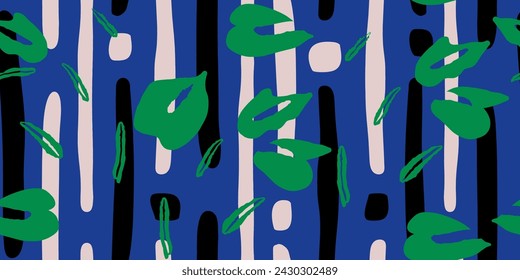 Abstract shape seamless pattern illustration. Modern minimalist art print background of curvy shapes.Fashion fabric, liquid texture design.
