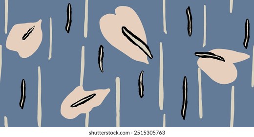 Abstract shape seamless pattern illustration. Modern minimalist art print background of curvy shapes.Fashion fabric, liquid texture design.
