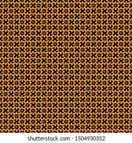 Abstract shape seamless repeating pattern. Vivid orange & black.