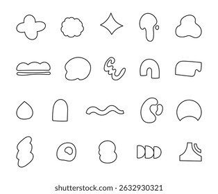 Abstract shape set with curved and different forms drawn by hand for use in decorative graphic elements for your illustration and creative design projects