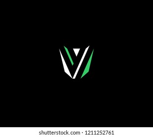 Abstract Shape Sharp Geometric Initial Letter V Modern Tech Logotype