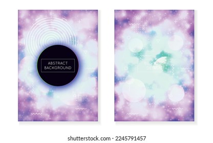 Abstract Shape. Shiny Iridescent Elements. Violet Tech Fluid. Motion Flyer. Hipster Texture. Holographic Design. Retro Graphic. Summer Dots. Purple Abstract Shape