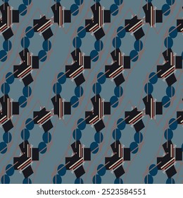 Abstract shape simple geometric motif classic pattern continuous background. Modern fabric design textile swatch dress, man shirt allover print block.