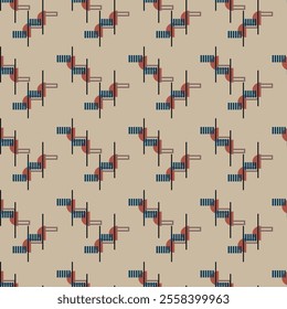 Abstract shape simple geometric motif classic pattern continuous background. Modern fabric design textile swatch ladies dress, man shirt allover print