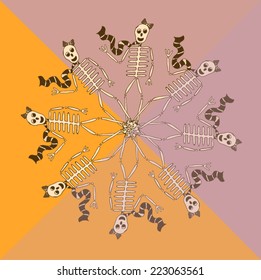 Abstract shape of skeletons with scarf, vector illustration. Halloween party theme background. Design element for holidays decor, cards, poster, banner, web, flyer. 