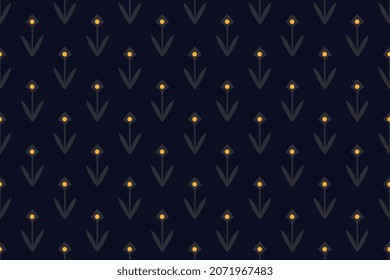 Abstract shape small flowers motif basic pattern classic geometric background. Modern ditsy floral fabric design textile swatch ladies dress, man shirt all over print block. Gray yellow colors palette