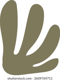 An abstract shape with smooth, flowing curves in a minimalist style. The form resembles a hand or leaf with rounded edges and a simple silhouette. Cartoon vector illustration.