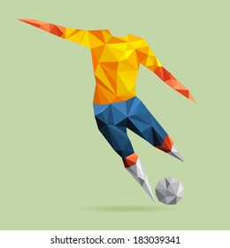 Abstract shape soccer player, polygonal, illustration vector design.