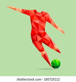 Abstract shape soccer player, polygonal, illustration vector design.