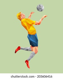 Abstract shape soccer player, polygonal, illustration vector design.