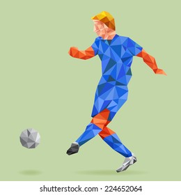 Abstract shape soccer player, polygonal, illustration vector design.