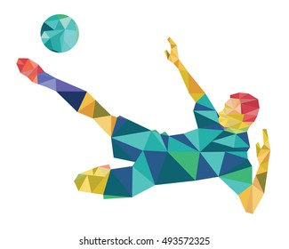 Abstract shape soccer player, polygonal, illustration vector design