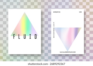Forma Abstractas. Líquido de Espectro. Plantilla Blanca de Negocios. Etiqueta de arco iris rosa. Vector de cristal. Efecto Plástico. Presentación Perlescente. Forma Abstractas azul