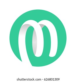 Abstract Shape Spiral Ribbon Logo in circle mint green color. Vector illustration
