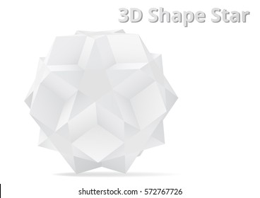abstract shape star color white and gray 3D style.