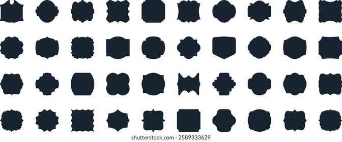 Abstract shape stickers. Vector frame elements set. Label design form graphic kit. Retro bubble badges or logo background. Trendy y2k pop art cartoon icon pack. Abstract geometric shapes,